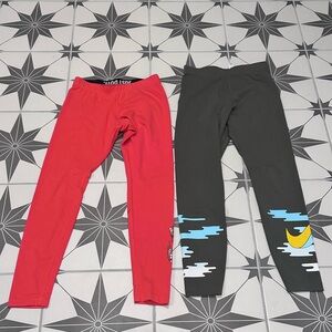Nike soft women’s high waisted leggings in coral red and olive/ green grey